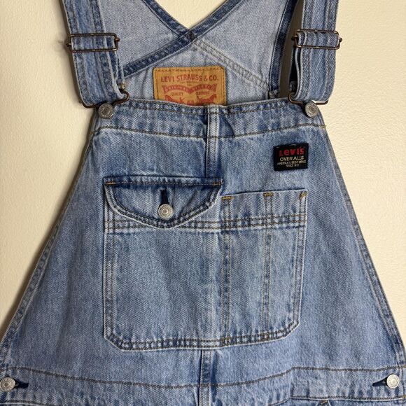 Levi's Overalls Mens Large Blue Denim Bib Shortalls Carpenter Utility Work - Picture 6 of 16